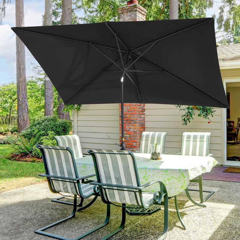 Parasol de marché rectangulaire 120 po x 78 po Dorace, Noir, noir, noir, noir