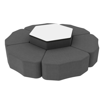 Pro Series Dry-Erase Hexagon Ottoman Table with Petal 12" H Seating, 7-Piece Set - Whiteboard/Black