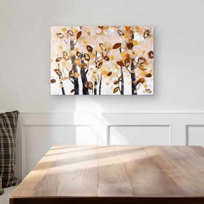 Texturized Leaves Trees - Brown Metal Print for Home Decor