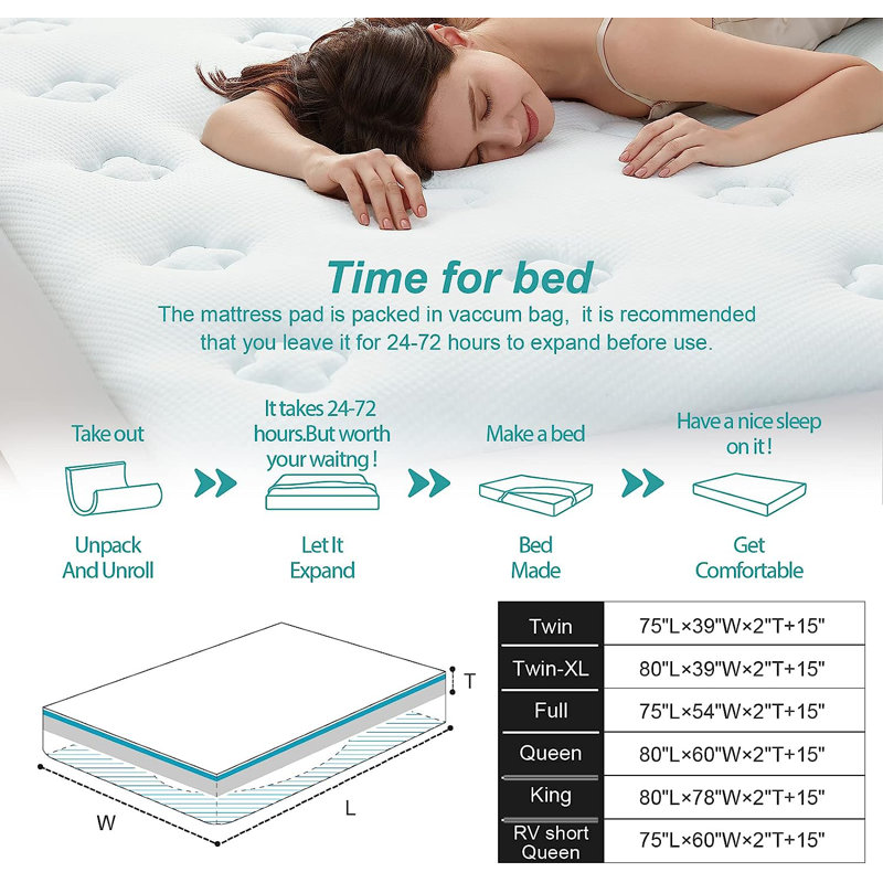 Matelas en mousse viscoélastique moelleuse 2 po Alwyn Home Oreana, Très grand