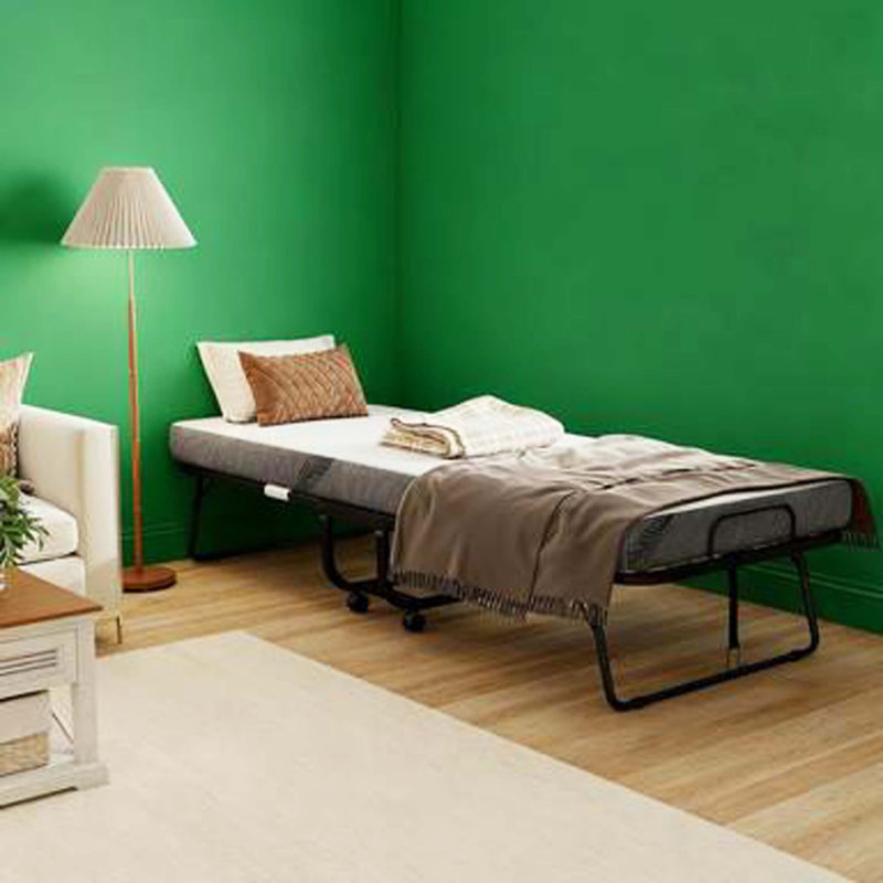 Lit pliant portatif avec matelas en mousse à mémoire de forme et structure en acier robuste