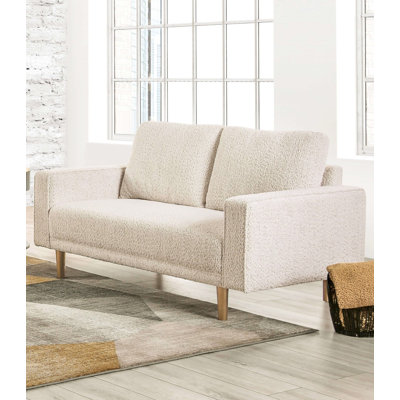 63.4" W Contemporary Loveseat, Off-White