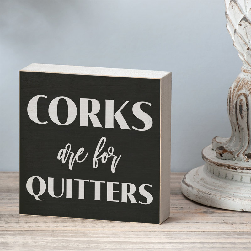 Jenavecia Corks Decorative Freestanding Wood Block Sign