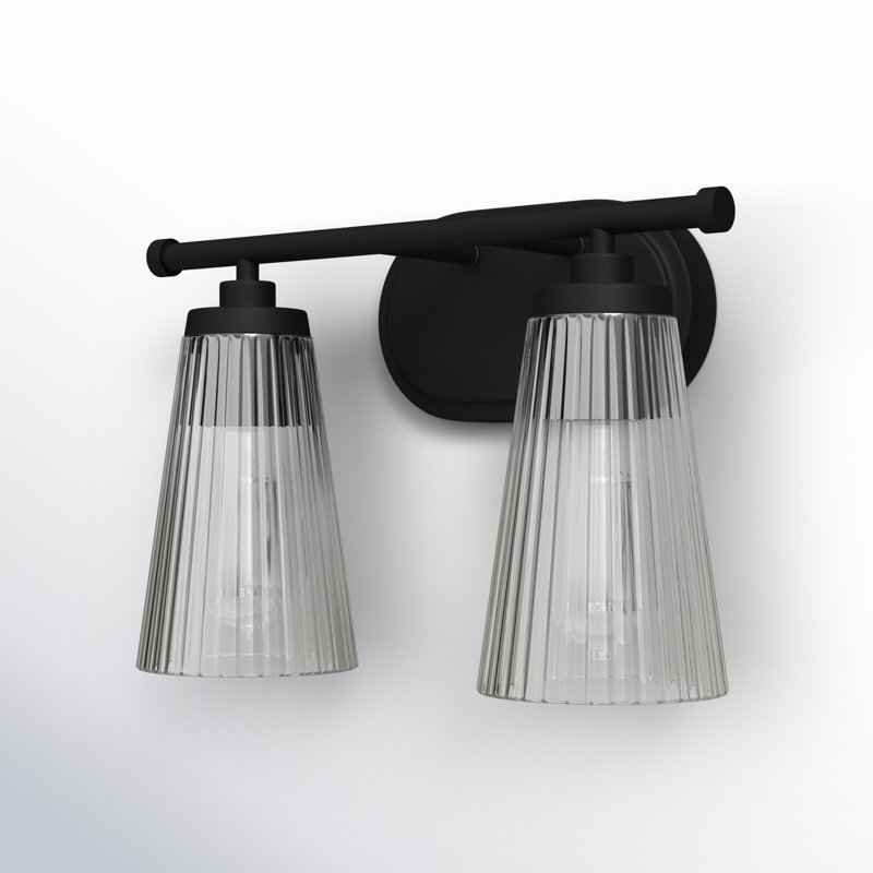 Jeanie 2 Light Ribbed Dimmable Vanity Light, Black