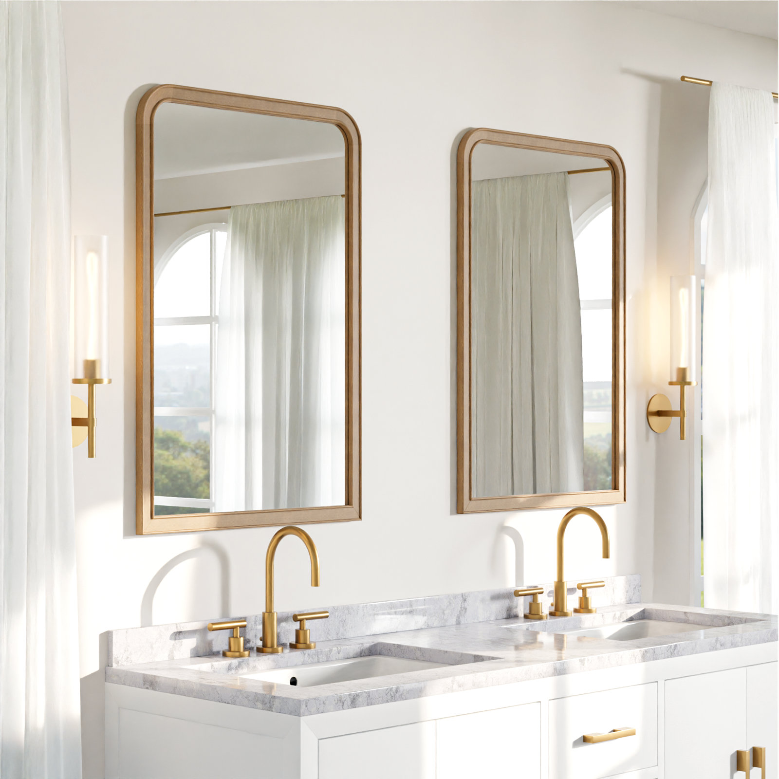 Ancell Solid Wood Mirror, 36" x 24", Natural Wood