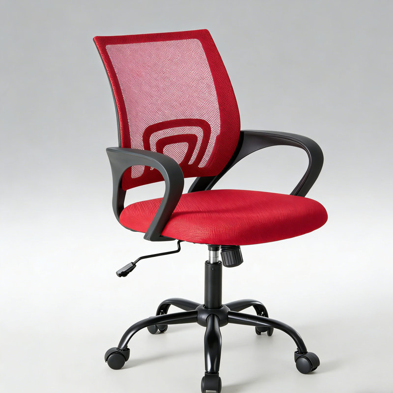 Chaise de bureau réglable avec rotation à 360 °, hauteur et contrôle de l'inclinaison, Rouge