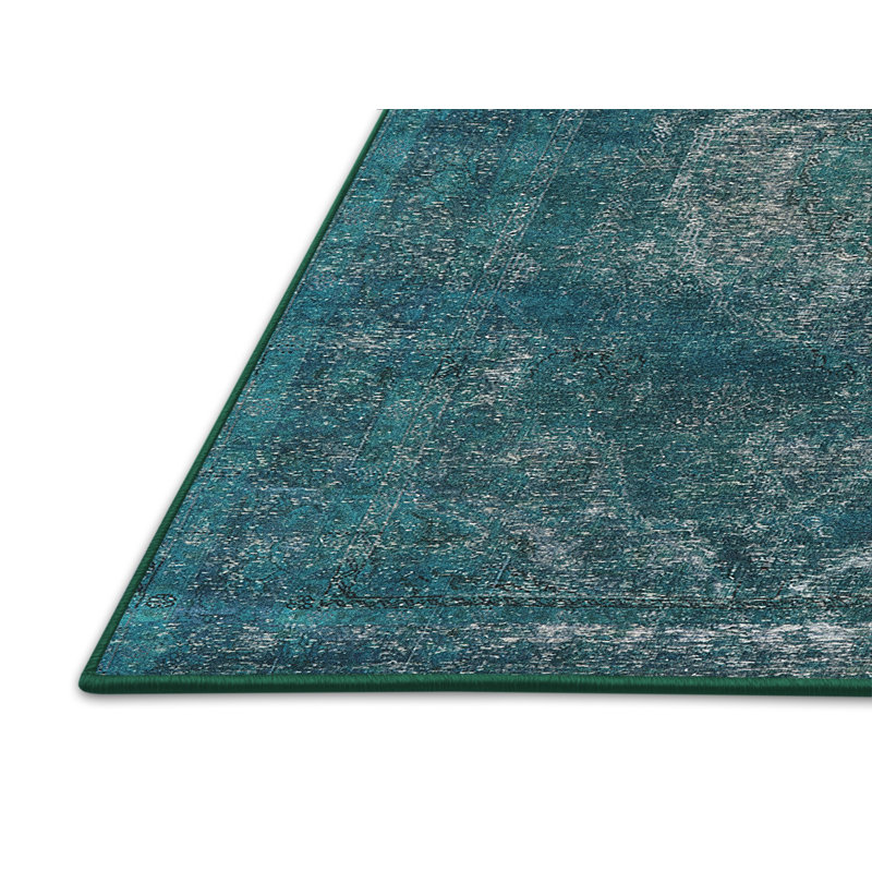 Tapis bleu sarcelle / gris Rockefeller, Rectangle 8 pi x 12 pi