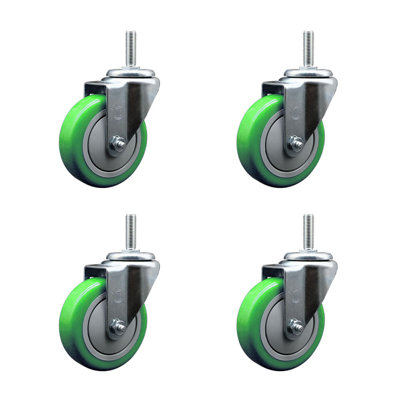Polyurethane 3/8 Inch Threaded Stem Caster Set 2 Brakes SCC