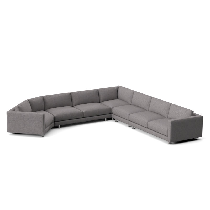 Avanni Patio Sectional with Sunbrella Cushions, Silver, White Sunbrella 6063-000