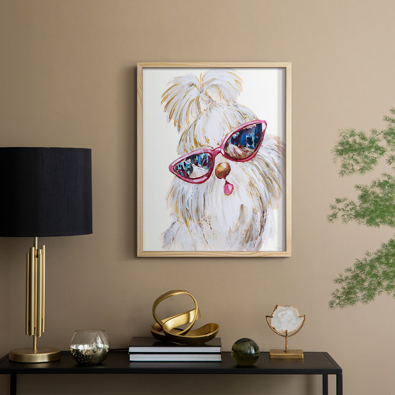 Shi Tzu Shades, reproduction encadrée - bois massif, Naturel, H 30 po x l 24 po