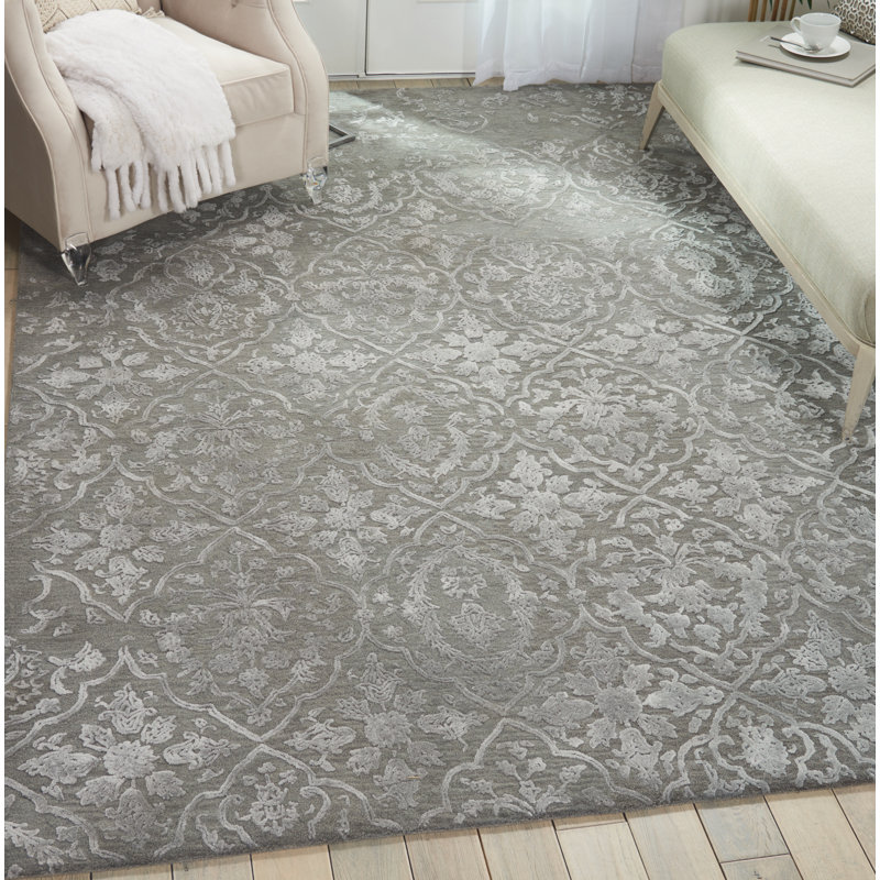 Tapis gris anthracite / argenté touffeté à la main Trevethan Glam, Rectangle 3 pi 9 po x 5 pi 9 po