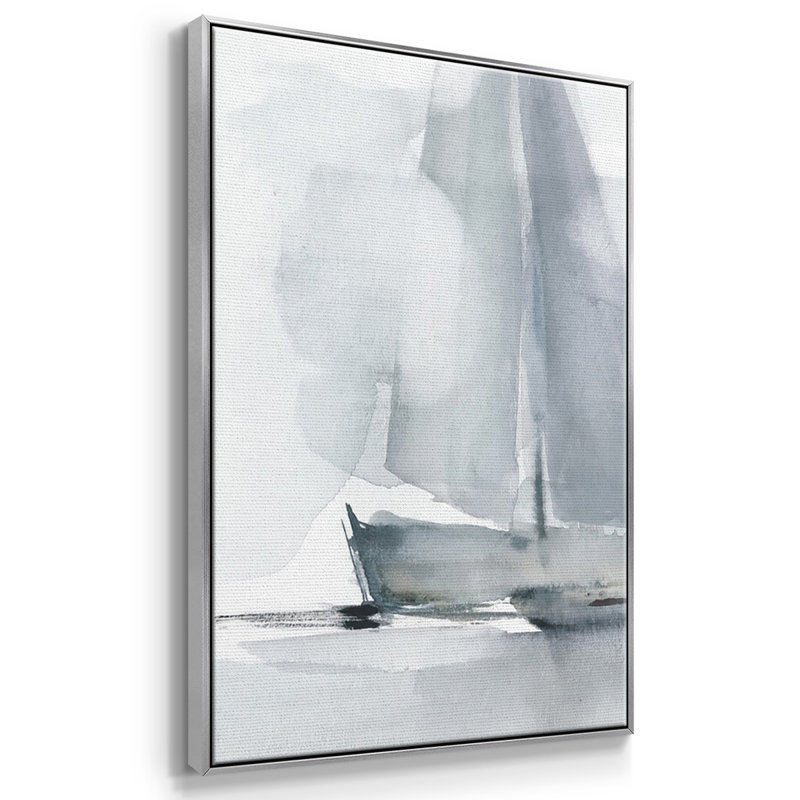 «Misty Sails I», reproduction sur toile 3 pièces, H 24 po x l 48 po x P 2 po, Argent