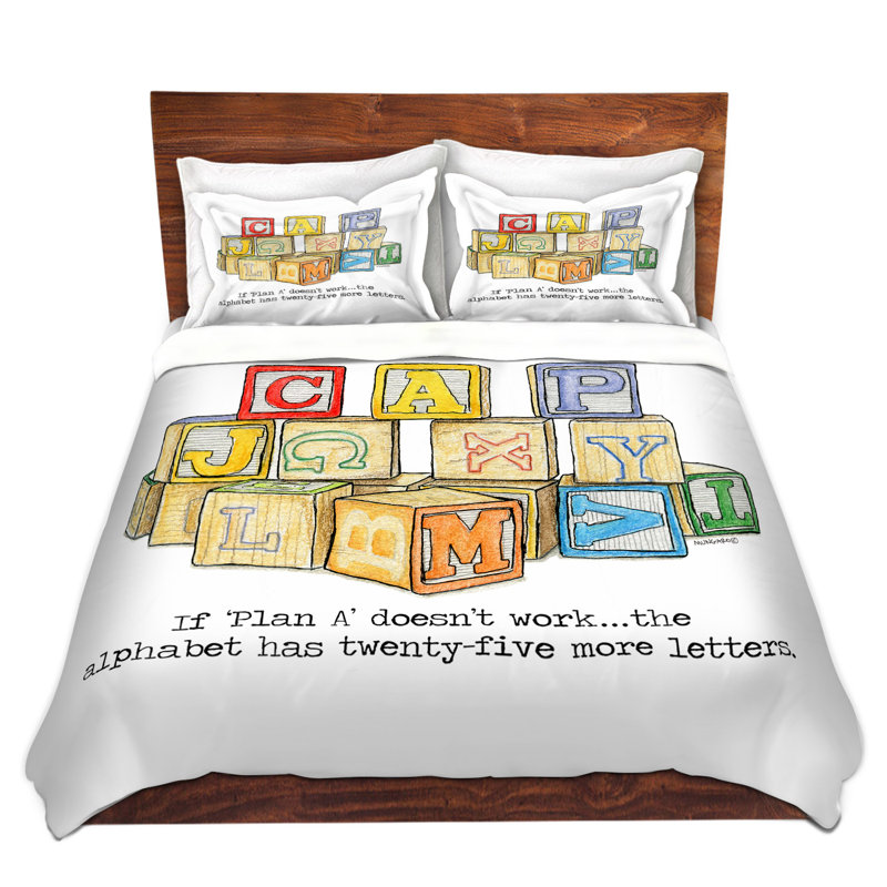 Ensemble de housse de couette jouets alphabet blocks, 1 housse simple + 1 taie standard