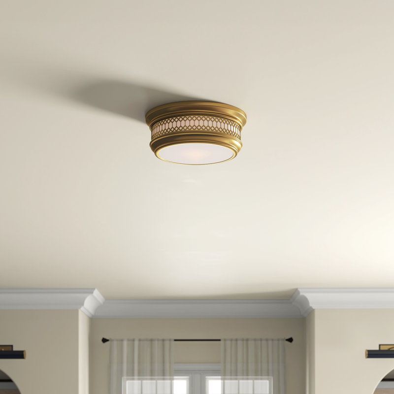 Williamsburg Tucker 3-Light 16.75" Flush Mount, Antique Brass, 2 Lights, 4.25"H x 11.75"W x 11.75"D