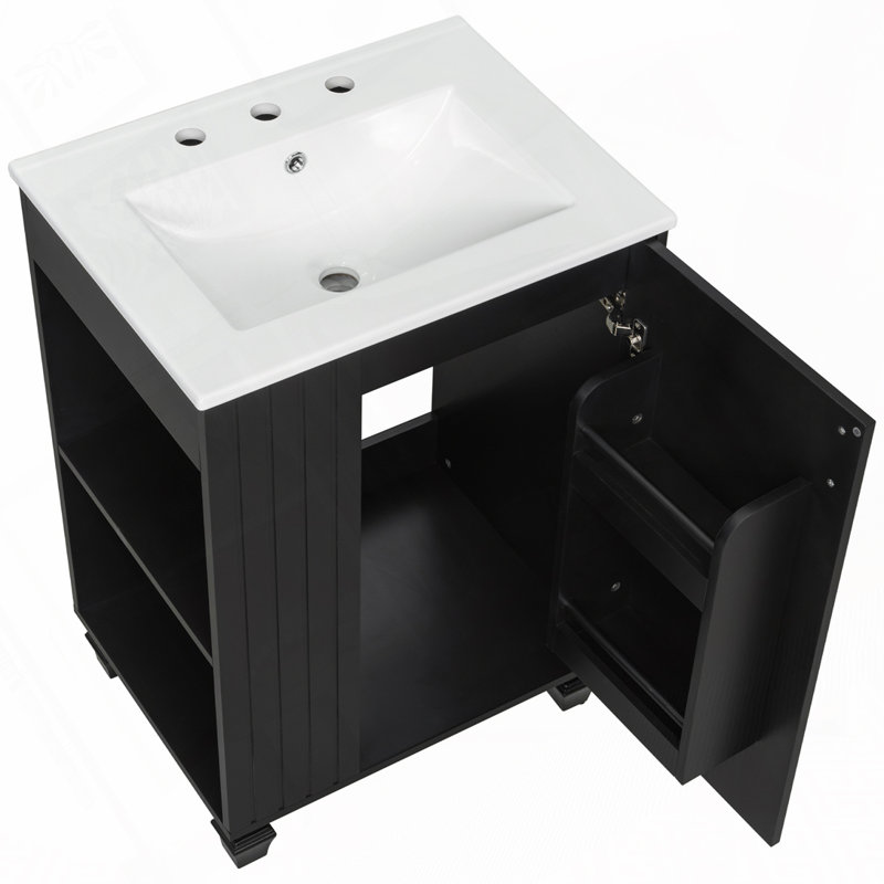 Meuble-lavabo 24 po avec lavabo en céramique, Noir
