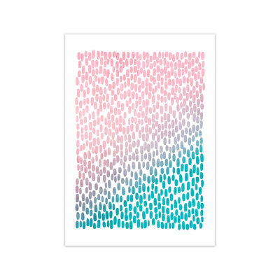 Pink And Blue Abstract Dots - Print
