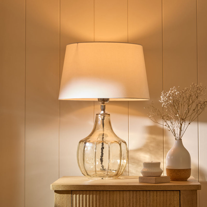 Glass Table Lamp Base - 22cm, Dark Grey Base/No Shade