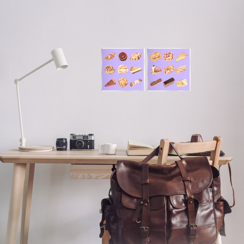 Ensemble de 2 plaques murales, "Pastries on Mauve", par Melissa Wang