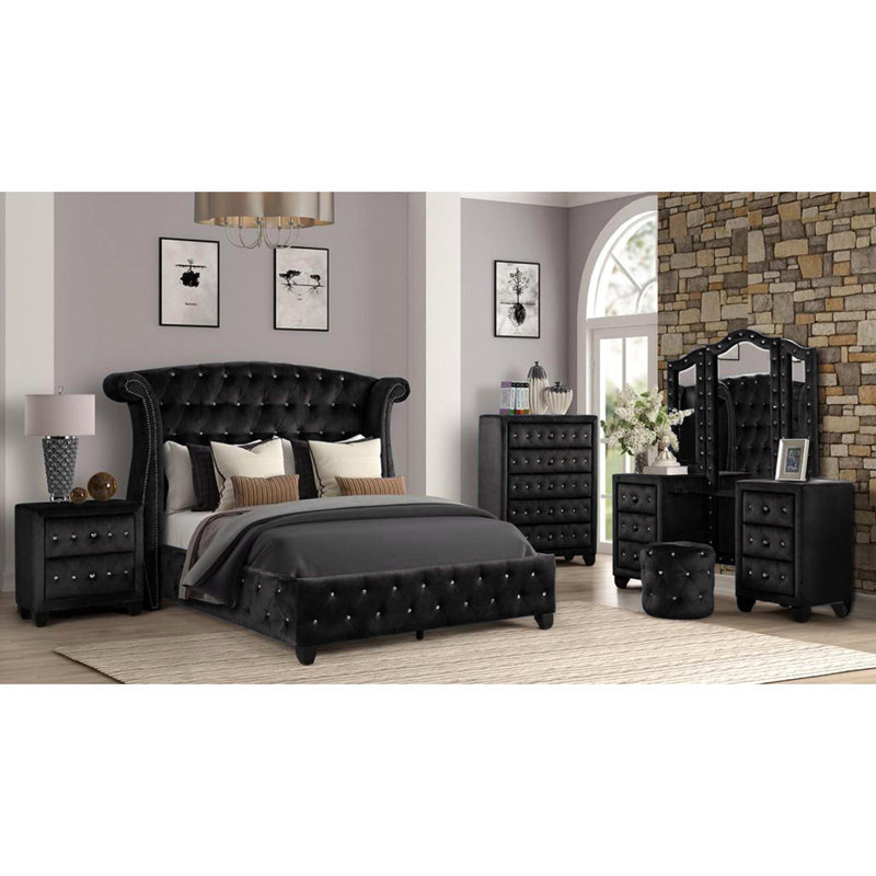 Table de chevet contemporaine en bois avec deux grands espaces de rangement en noir 2 table de chevet au design élégant pour chambre à coucher fonctionnelle