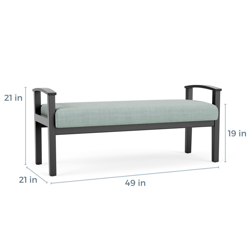 Banc en bois massif Amherst, Chambray écume de mer, Noir