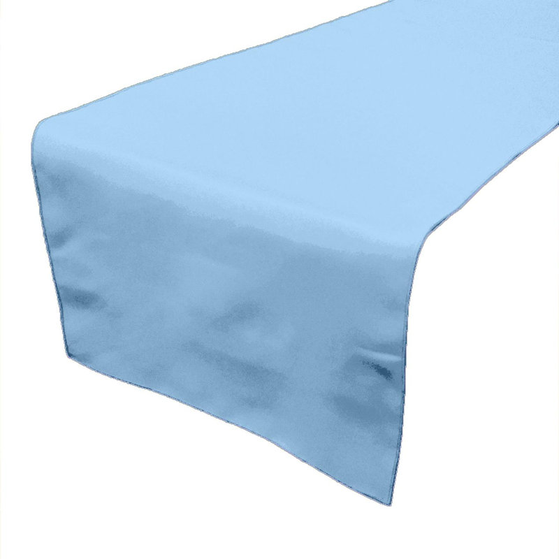 Ollig Rectangle Polyester Table Runnner, 144" x 12" , Light Blue