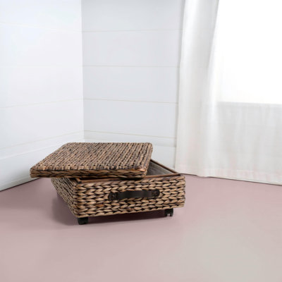 Under Bed Storage Bin with Wheels and Handles for Storage and Decoration in Bathroom, Bedroom, Closet, Entryway, Guest Room, (Brown Wash)