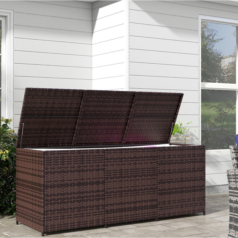 Boîte de rangement en osier PE avec doublure intérieure PE - Boîte de rangement pneumatique, Brun