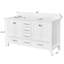 Meuble-lavabo de 60 po avec lavabo double, structure autoportante en bois massif, glissières à fermeture en douceur, blanc léger pour un tiroir tendance, silencieux