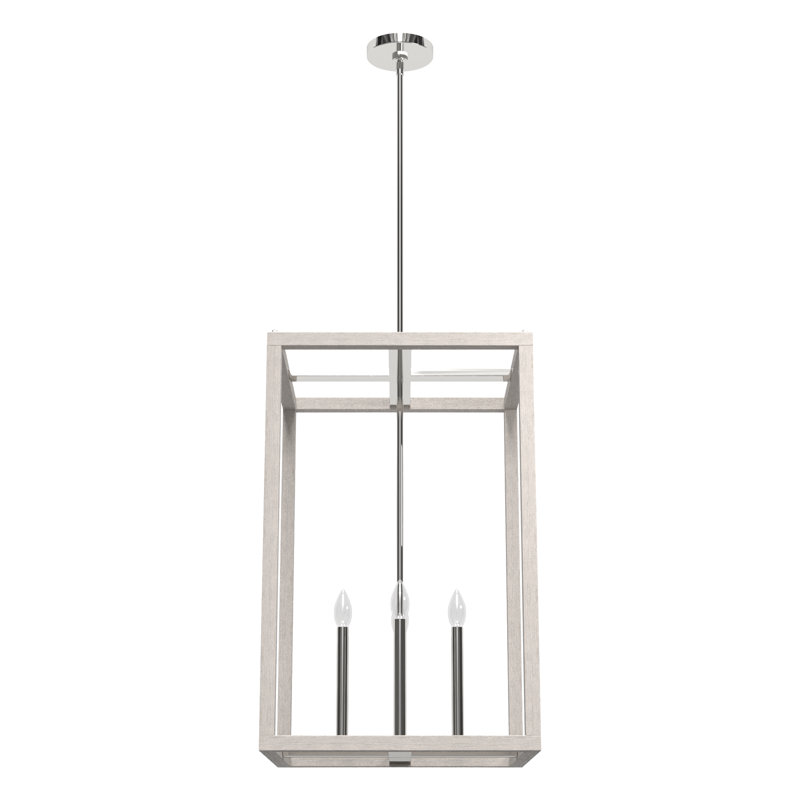 Hunter 18 Inch Squire Manor 4 Light Pendant Ceiling Light Fixture, Chrome, 28" H x 18.25" W x 18.25" D
