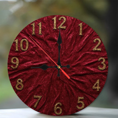 Red Velvet Clock With Gold Numbers