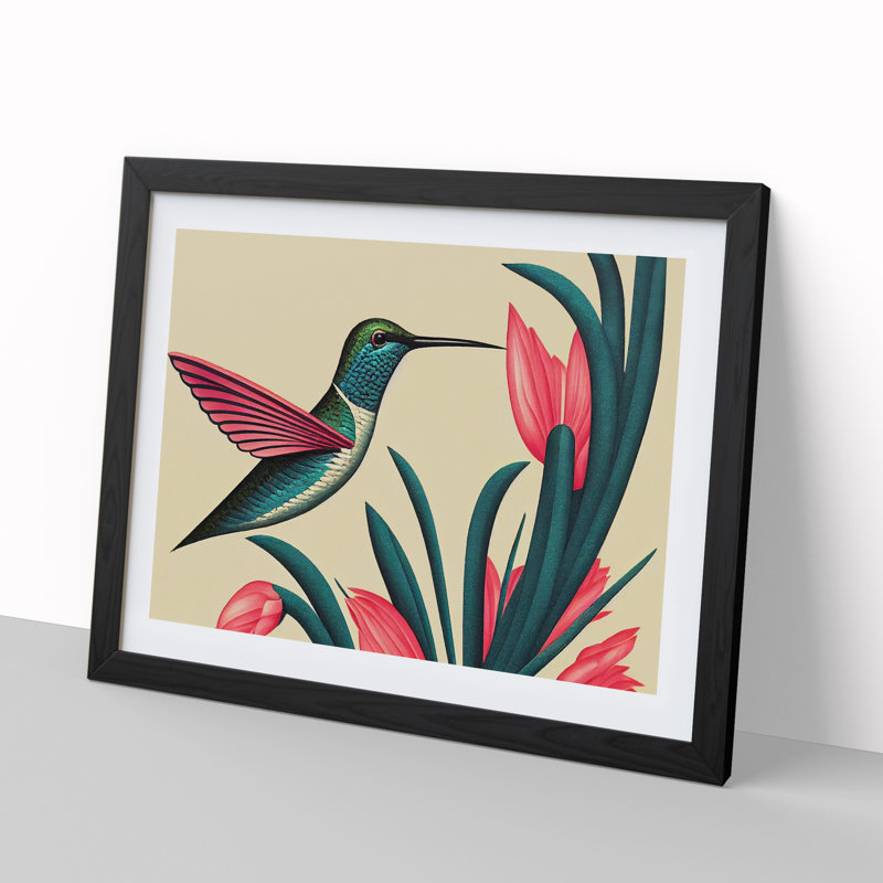 An Art Deco Hummingbird - Framed Print, Black, 25cm H x 34cm W x 2cm D