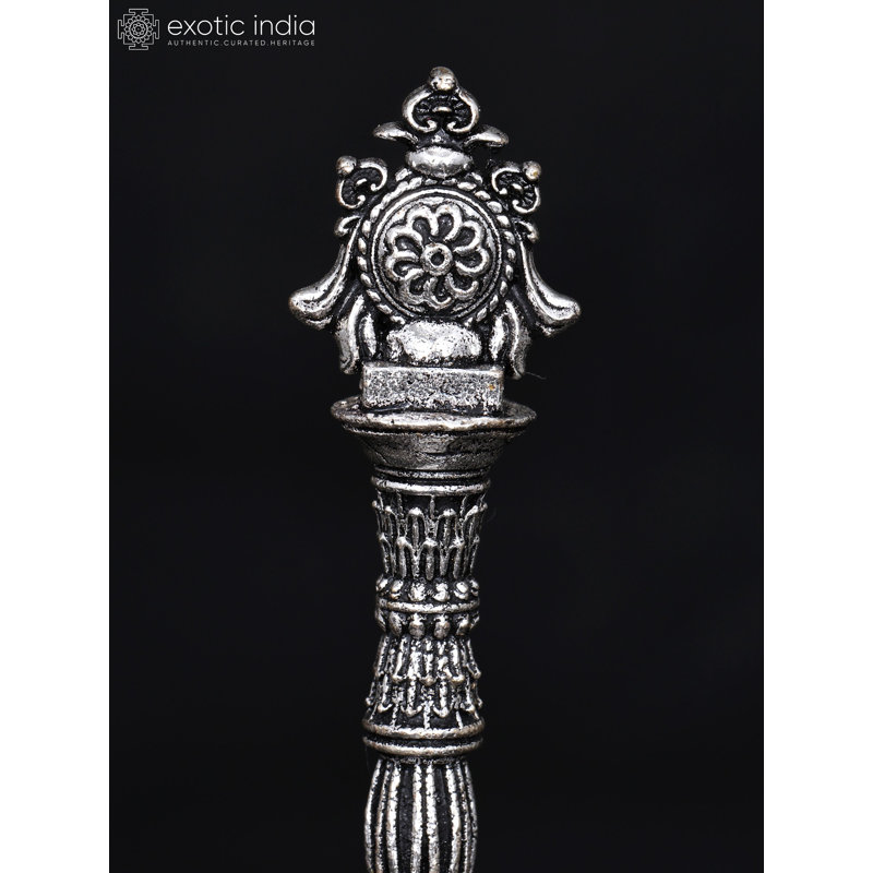 Cloche de chakra Vaishnava de 4 pouces en laiton avec placage argenté