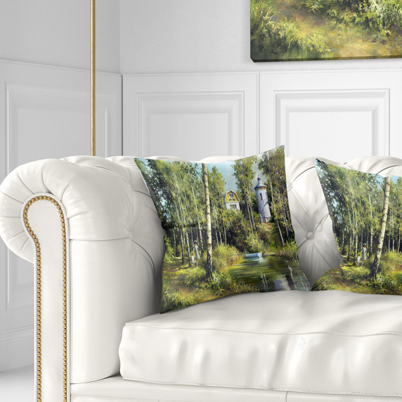 Paysage, oreiller River, 18 po x 18 po, Carré