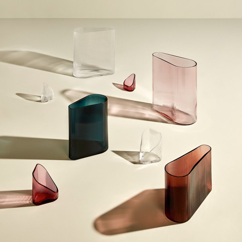 Clear Corrugated Crystal Bouquet Vase