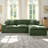 Cloud Sectional Sofa, High-density Foam Couch With Wide Armrests And Deep Seat, Plush Upholstered Settee For Living Room, Modern Cozy Seating, Green-783488581-783426213