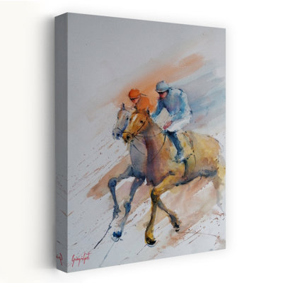 Cheval de course au galop, cheval contemporain coloré, reproduction d'art