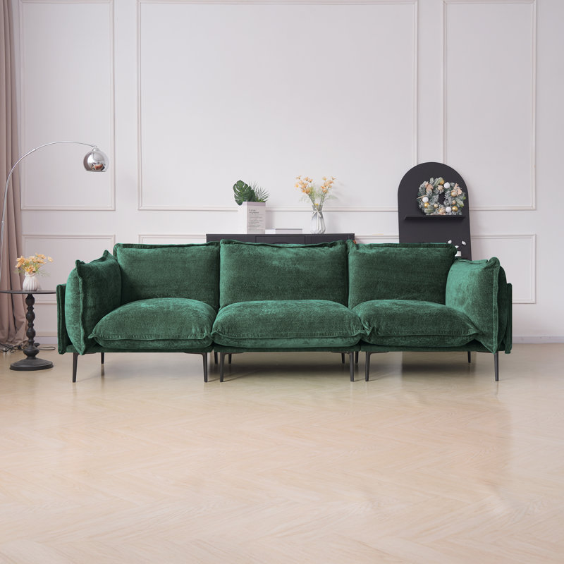 Canapé modulaire en velours large de 111,02 po Almendarez Traci, 3 pièces, Green