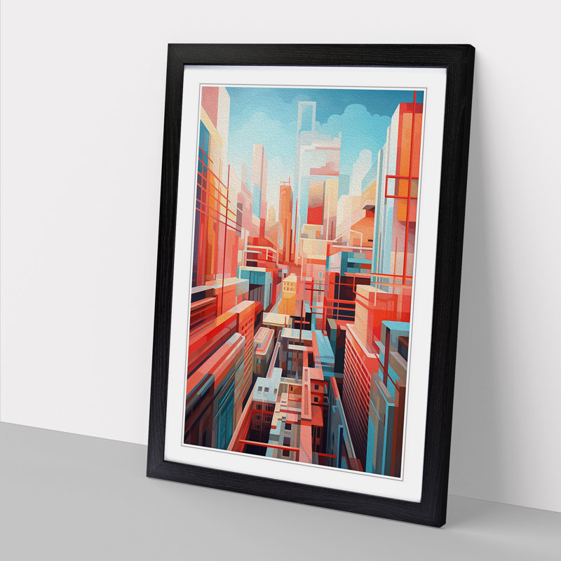 XYZ-FRM-V1223-4312 London Geometric - Single Picture Frame Print on Wood, 34cm H x 25cm W x 2cm D, Black