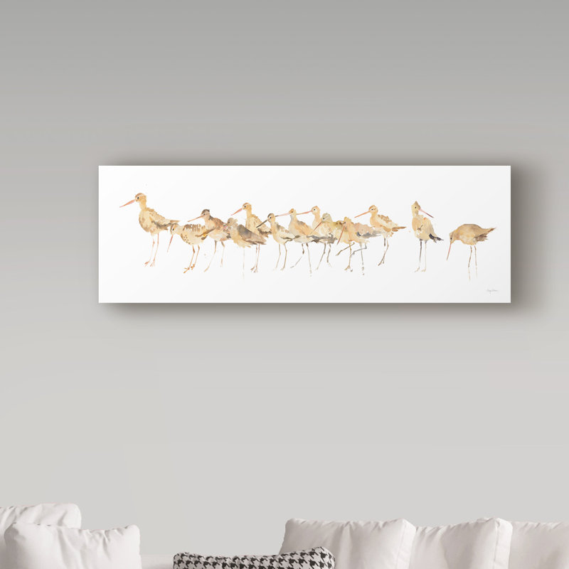 Avery Tillmon Watercolor Sandpipers Panel Canvas Art 16'' x 47''