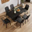 Juvan 7-Piece Modern Rectangular Marble Dining Table Set With 6 Faux Leather Chairs-1015315035-1015315034