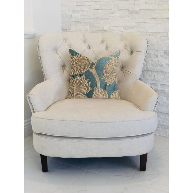 Coussin de vigne doré Arabella, 26 po x 26 po, Oreiller européen, Vert/doré