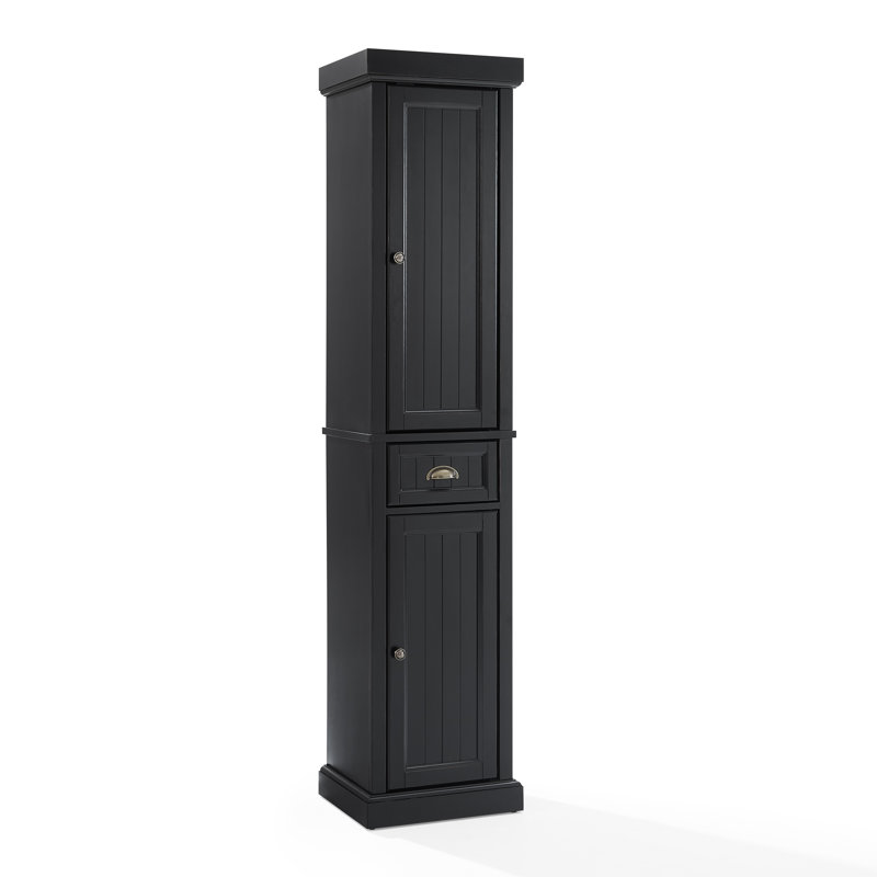 Arjae Linen Cabinet, Distressed Black