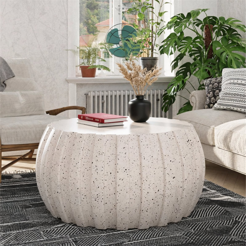 Table basse imperméable 35,43 po MGO moderne, compatible intérieur et extérieur, Blanc