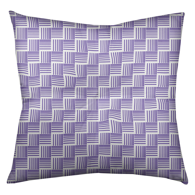Coussin de sol classique à rayures Baskettressées, 26 po x 26 po, Mauve/blanc