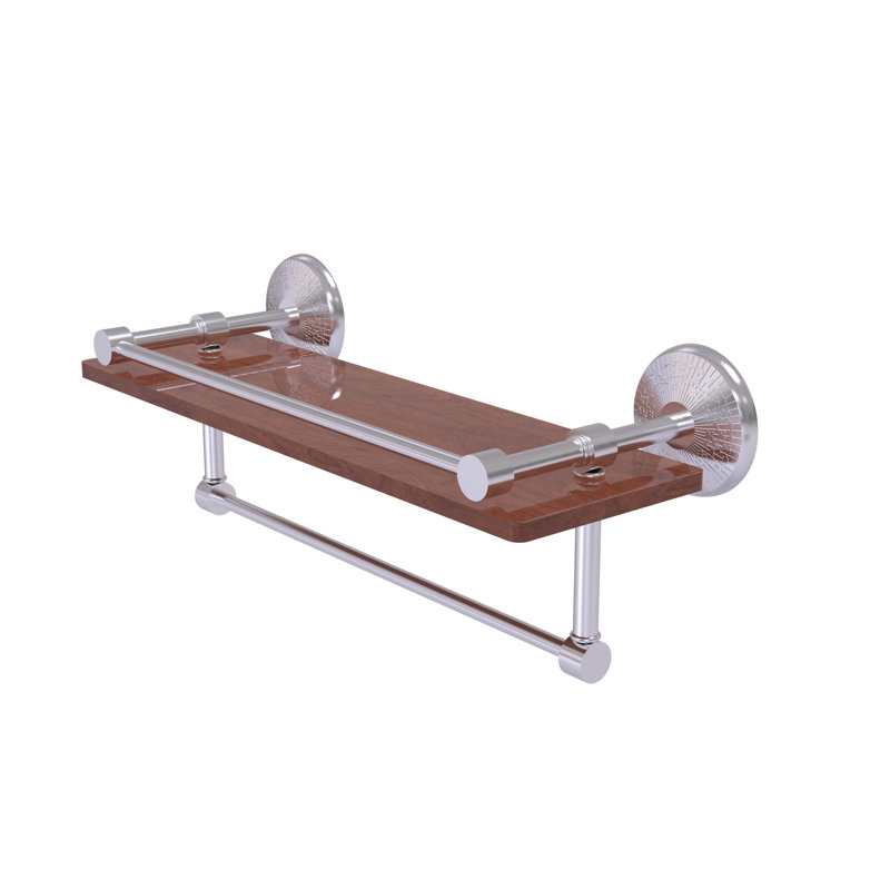 Tilney Bracket Shelf with Towel Bar, Satin Chrome, 5" H x 16" W x 5" D