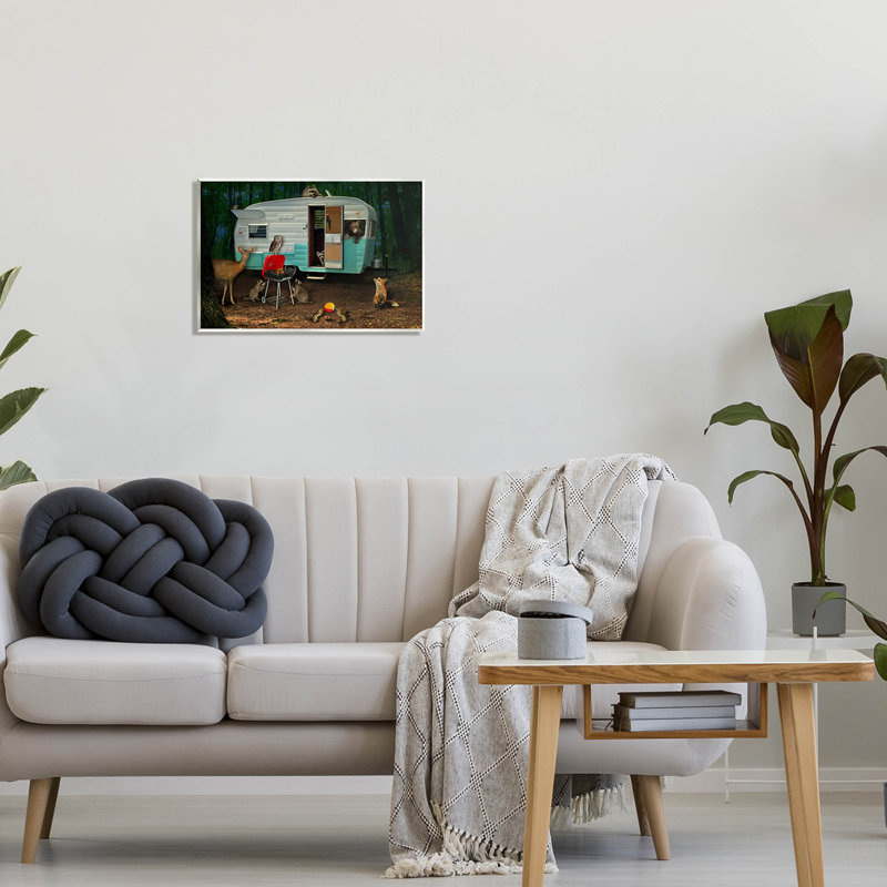 Art de la giclée, caravane, camping, caravane, camping, H 13 po x l 19 po x P 0,5 po, Bois