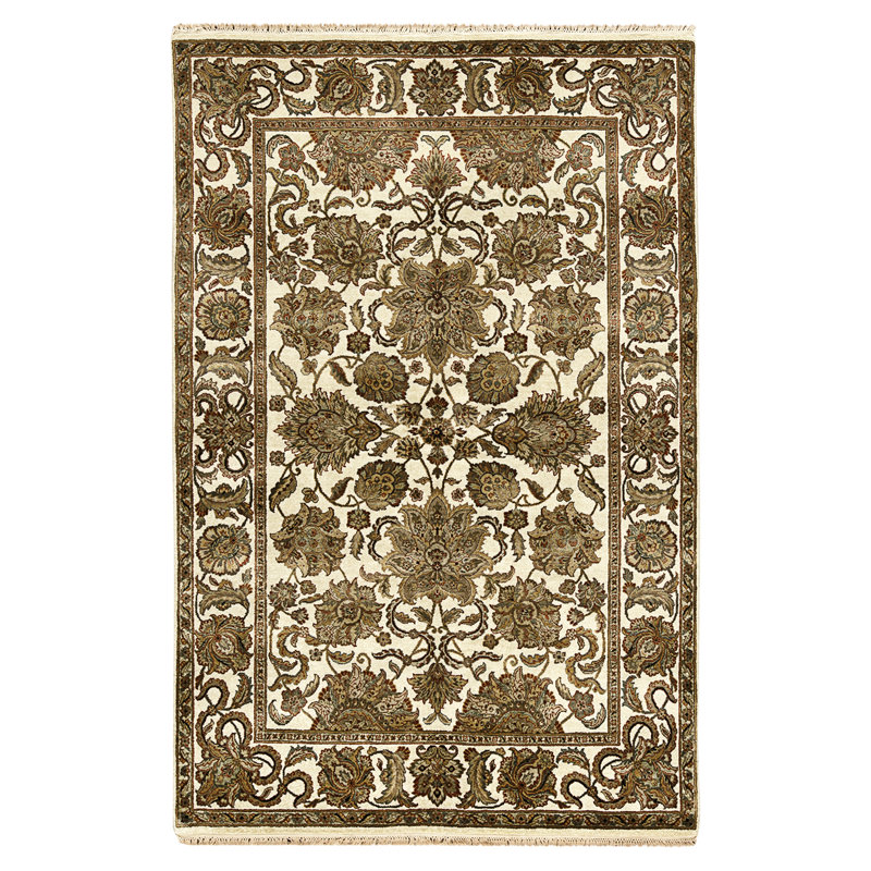 Tapis ivoire noué à la main de haute qualité
