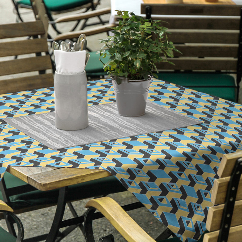 Nappe de gratte-ciels classiques, Bleu sarcelle/jaune