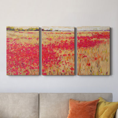 Poppies 'Evening Light I - Toile tendue avec châssis de qualité supérieure - Prêt à être accroché