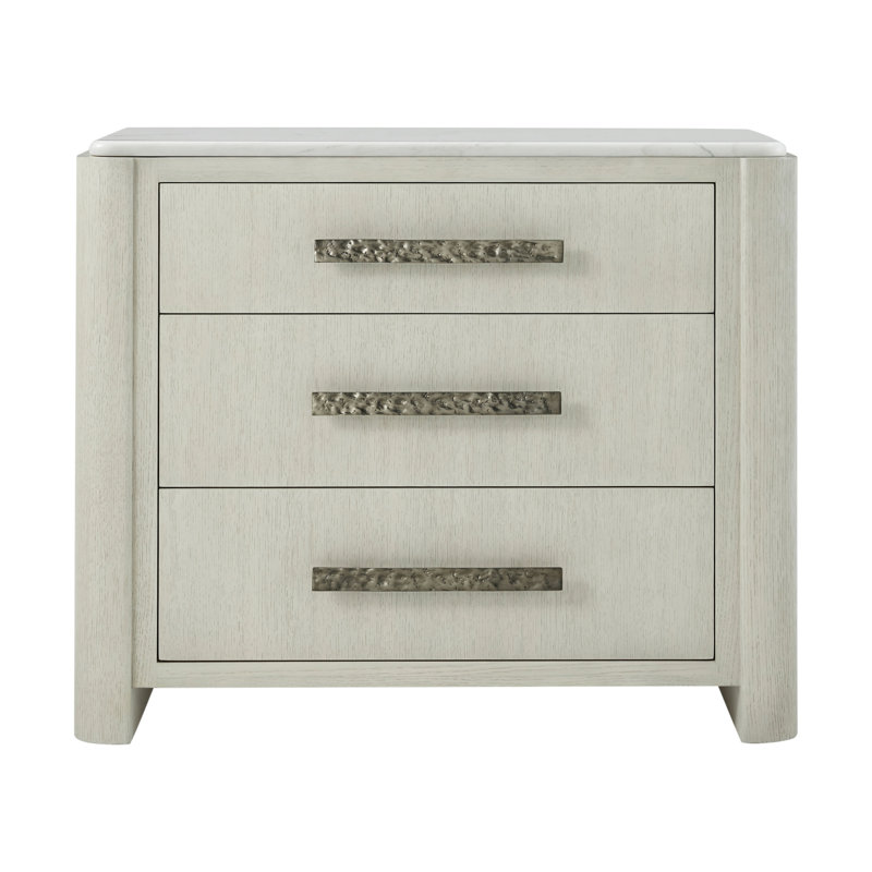 Opal White Marble Top 3-Drawer Nightstand